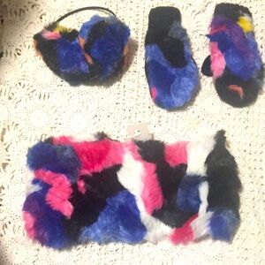 Faux Fur Ear Muffs, Gloves & Scraf Set